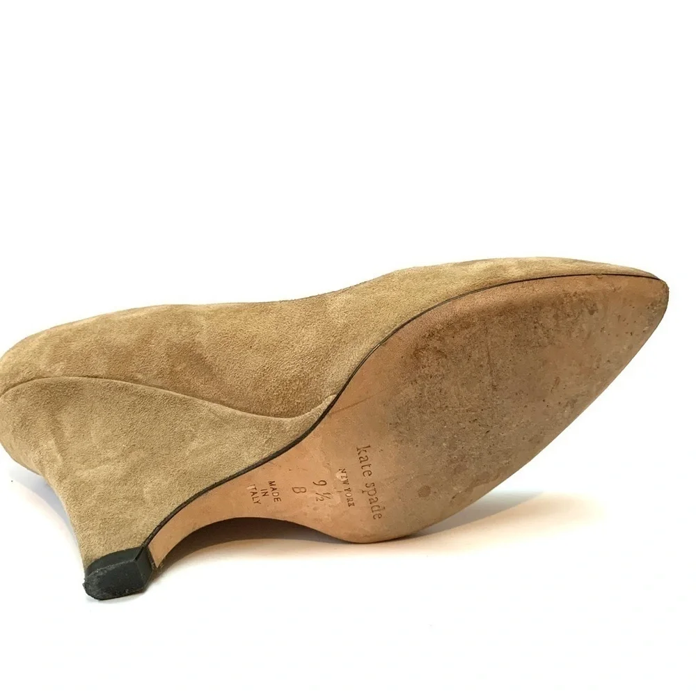 Kate Spade | Tan suede pointed toe wedge heels